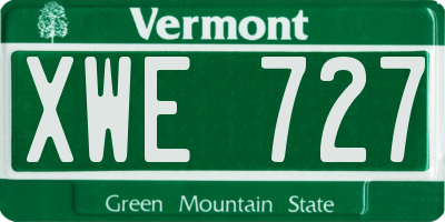 VT license plate XWE727