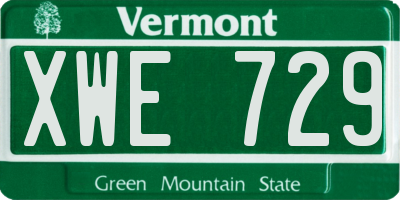 VT license plate XWE729