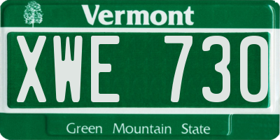 VT license plate XWE730