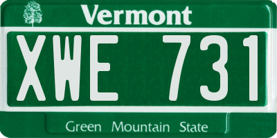 VT license plate XWE731
