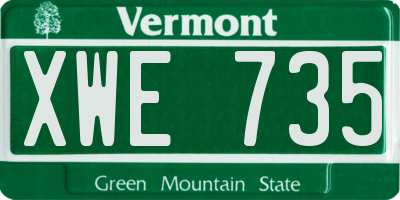 VT license plate XWE735