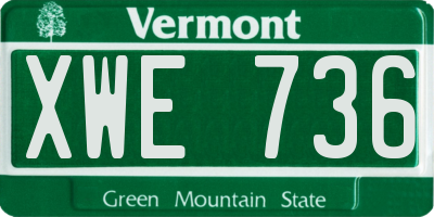 VT license plate XWE736