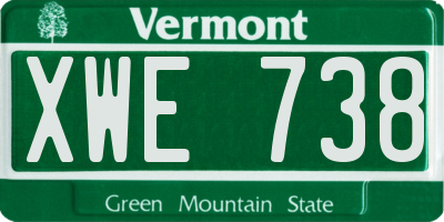 VT license plate XWE738