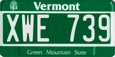VT license plate XWE739