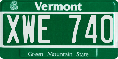 VT license plate XWE740