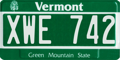 VT license plate XWE742