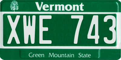VT license plate XWE743
