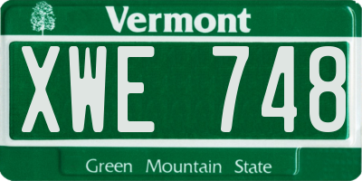 VT license plate XWE748