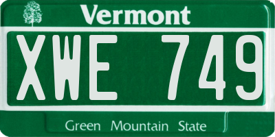 VT license plate XWE749