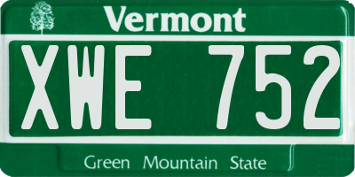 VT license plate XWE752