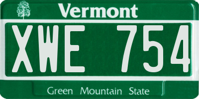 VT license plate XWE754