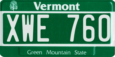 VT license plate XWE760