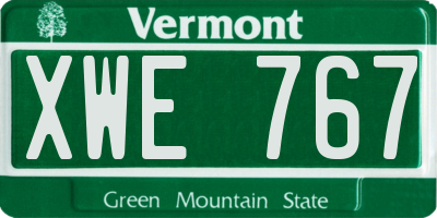 VT license plate XWE767