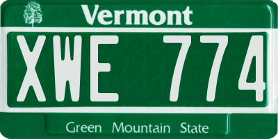 VT license plate XWE774