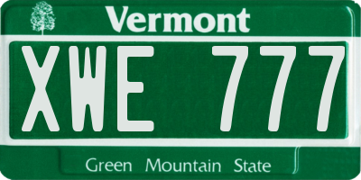 VT license plate XWE777