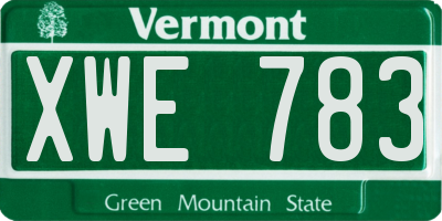 VT license plate XWE783