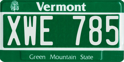 VT license plate XWE785