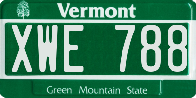 VT license plate XWE788
