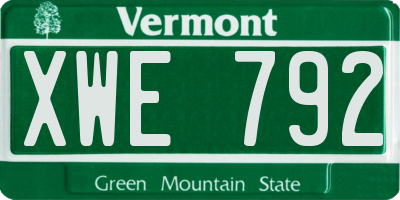 VT license plate XWE792
