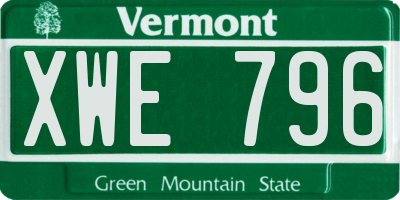 VT license plate XWE796