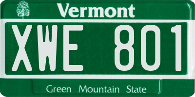 VT license plate XWE801