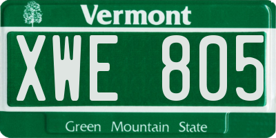 VT license plate XWE805