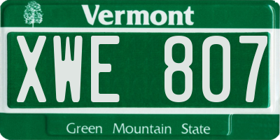 VT license plate XWE807