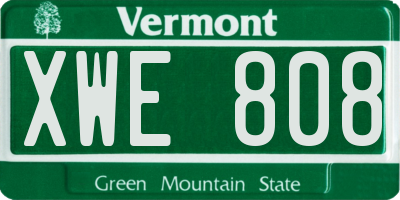 VT license plate XWE808