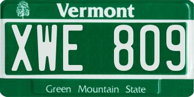 VT license plate XWE809