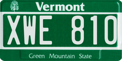 VT license plate XWE810