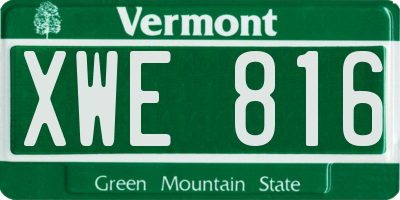 VT license plate XWE816