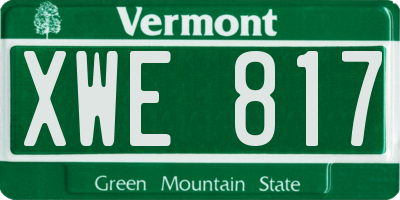 VT license plate XWE817