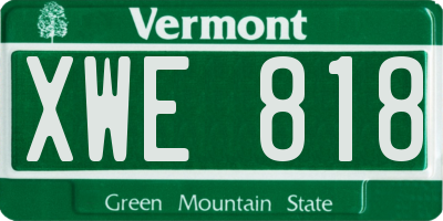 VT license plate XWE818