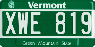 VT license plate XWE819