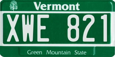 VT license plate XWE821
