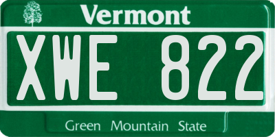 VT license plate XWE822
