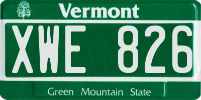 VT license plate XWE826