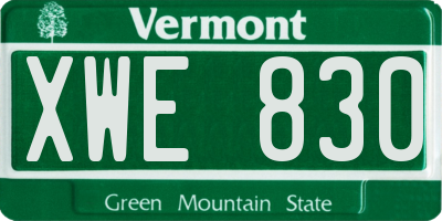 VT license plate XWE830