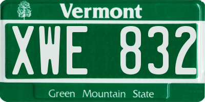 VT license plate XWE832