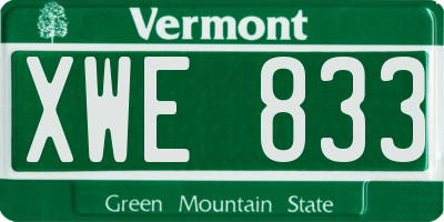 VT license plate XWE833