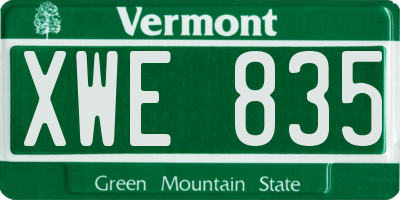 VT license plate XWE835