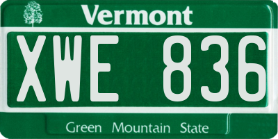 VT license plate XWE836