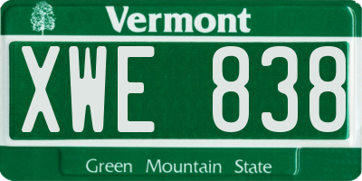 VT license plate XWE838