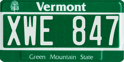 VT license plate XWE847