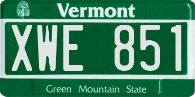 VT license plate XWE851