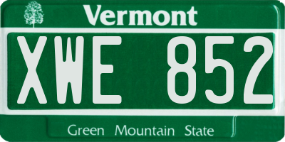 VT license plate XWE852