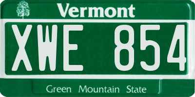VT license plate XWE854