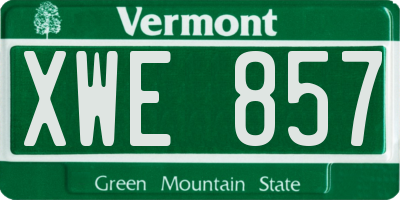 VT license plate XWE857