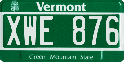 VT license plate XWE876
