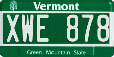 VT license plate XWE878